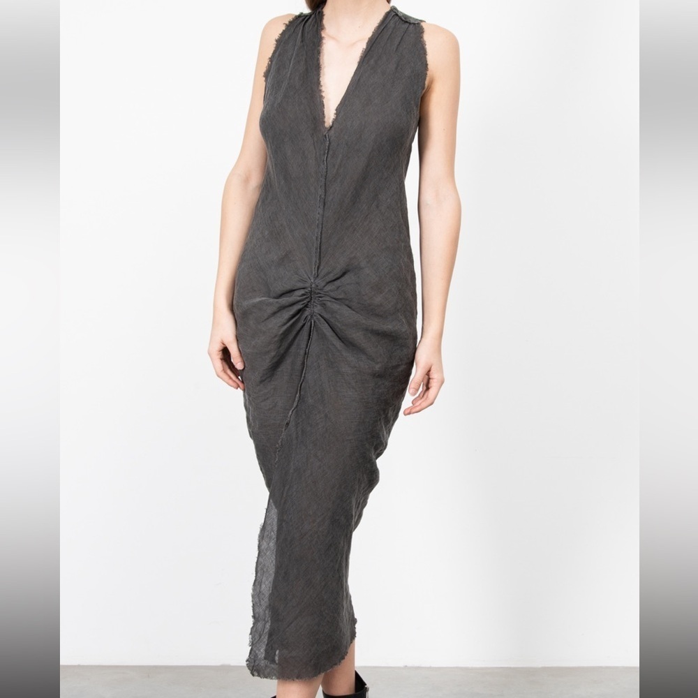 JAGA Distressed Grey Linen Dress